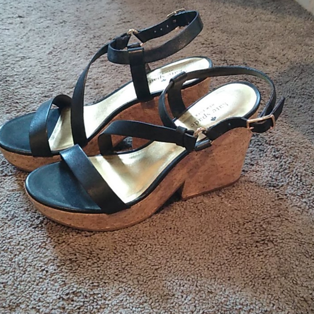 Kate Spade strappy cork wedge